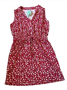 Ella Red Floral V‑Neck Sleeveless Mini Dress